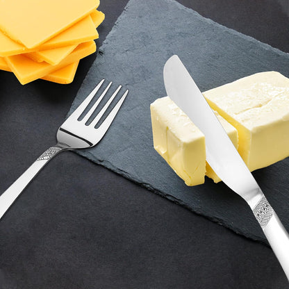 6pc Stainless Steel Knife Fork Set | 3mm Imperial | Silver