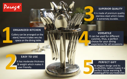 25pc Stainless Steel Blossom Cutlery | Spoons Stand | SilverBLOSSM1003PARAG1 4
