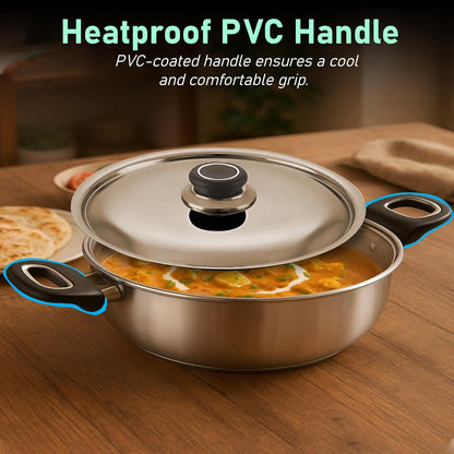 Fiesta Stainless Steel Cookware Set | Kadai, Fry Pan, Sauce Pan | Induction & Gas Compatible FIESTA4PCSET 5