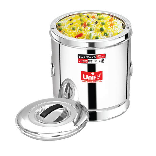 Stainless Steel Sambar Pot 10 Liters with Lid | Hot & Cold Casserole for Cooking & Serving | Biryani Box & Hotel Food Container HP10LTR 2