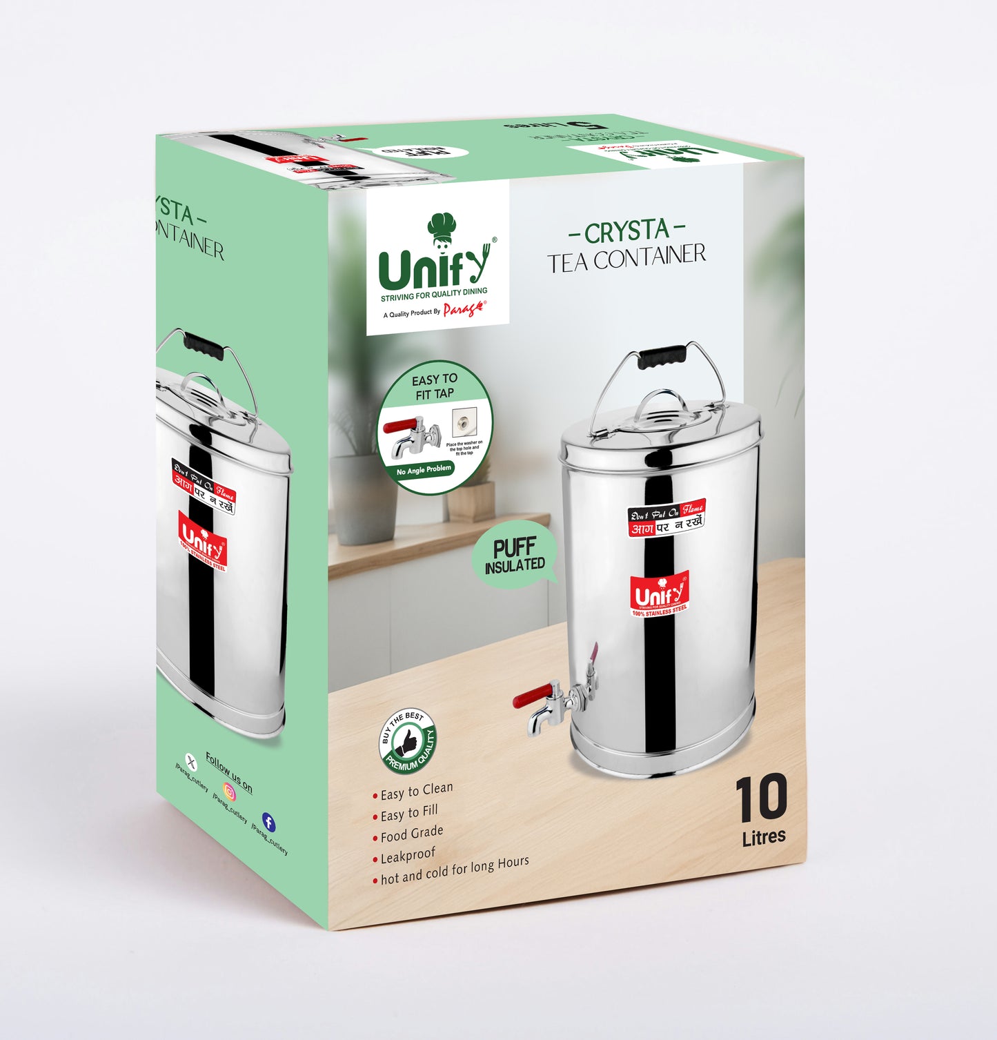 Stainless Steel Tea Container 10 Litre | Large Airtight Tea Storage Can | Food-Grade & Rust-Resistant, Café & Canteen Use TEA10LTR 2