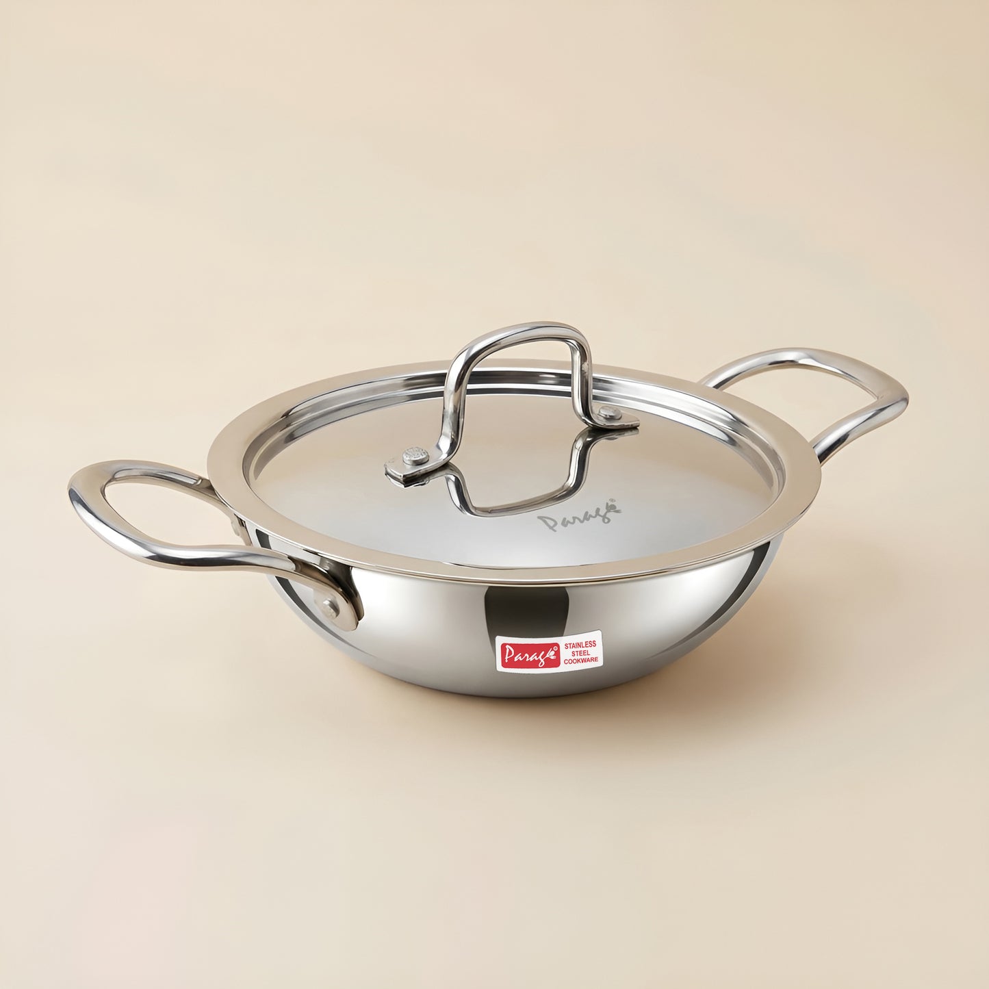 Tripure Triply Stainless Steel Kadai with Lid 22 cm, 1.5 LTR | ISI Mark Certified | Heavy Bottom SAS Triply Kadhai for Deep Frying & Cooking | Induction & Gas Stove Compatible, 5 Years Warranty