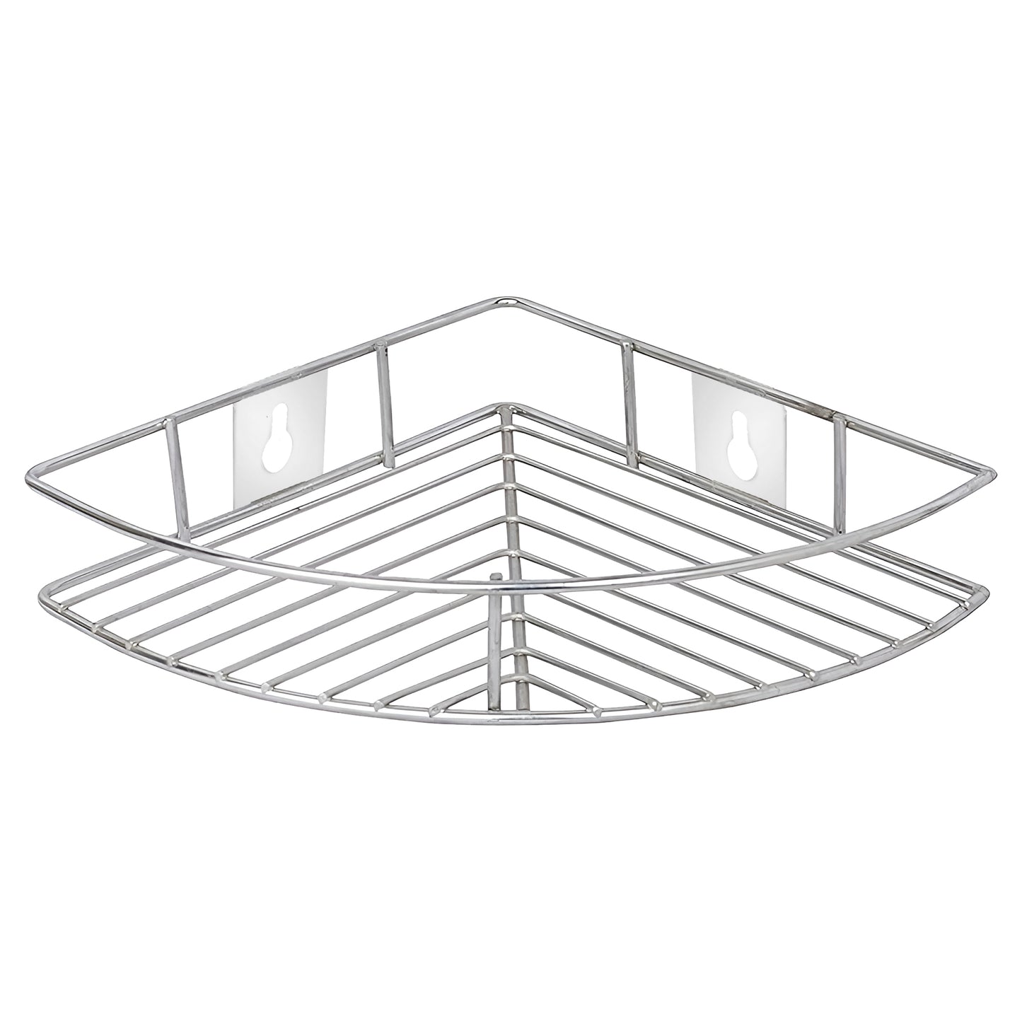 1 Pc Stainless Steel Multipurpose Corner Shelf Rack – Organizer for Kitchen & Bathroom, Wall-Mounted, 23×23×5 cm, Chrome Finish