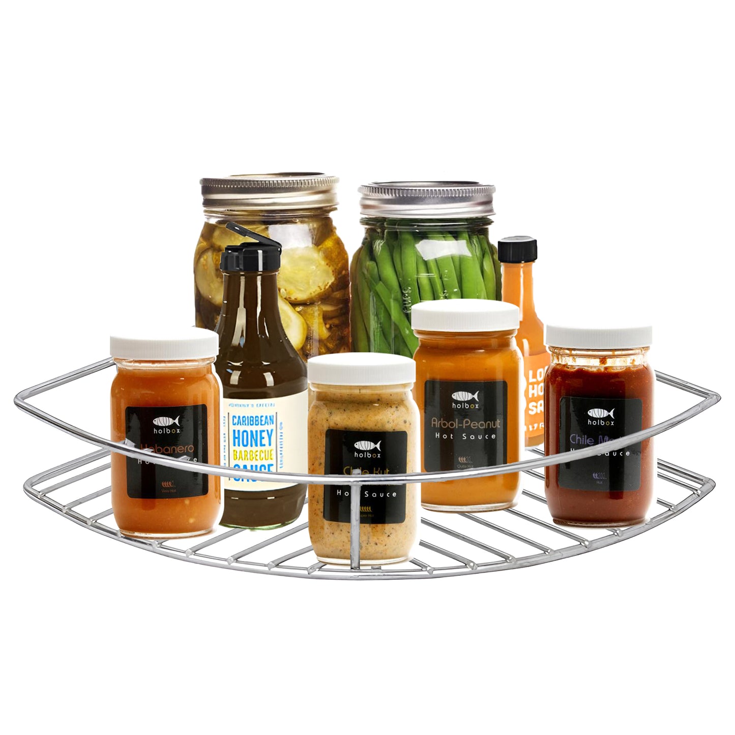 3 Pcs Stainless Steel Multipurpose Corner Shelf Rack – Organizer for Kitchen & Bathroom, Wall-Mounted, 23×23×5 cm, Chrome Finish