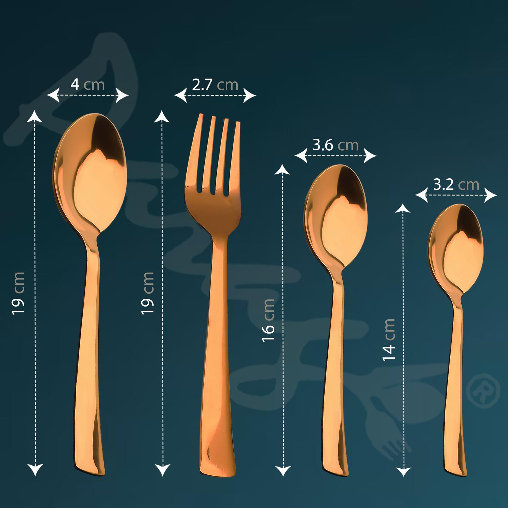 25-Piece Stainless Steel Cutlery Set with Wooden Stand, Premium Rose Gold Spoon Set WDCSIMPPVDRGBS 2
