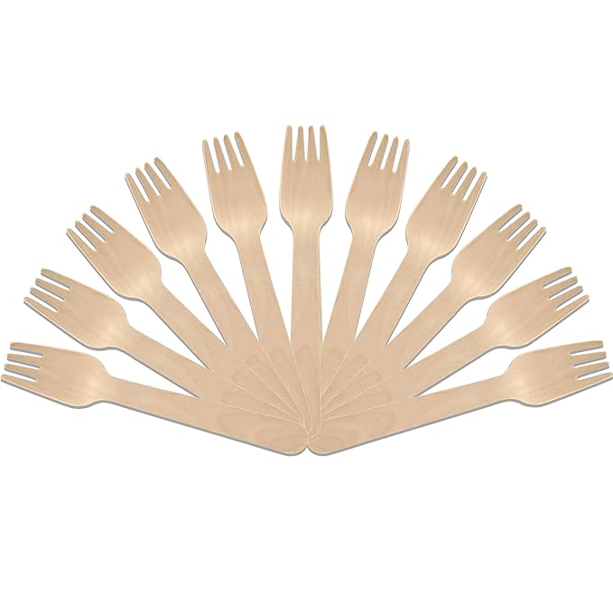 200 Pcs Disposable Wooden Forks | 160mm, Eco-Friendly, Biodegradable | Party, WeddingWDFORK2001 1