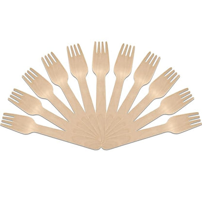 200 Pcs Disposable Wooden Forks | 160mm, Eco-Friendly, Biodegradable | Party, WeddingWDFORK2001 1