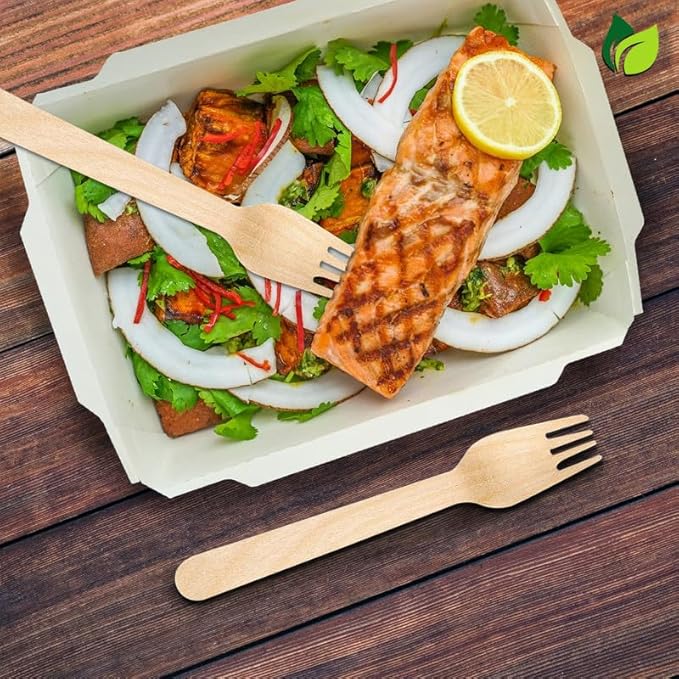 200 Pcs Disposable Wooden Forks | 160mm, Eco-Friendly, Biodegradable | Party, WeddingWDFORK2001 5
